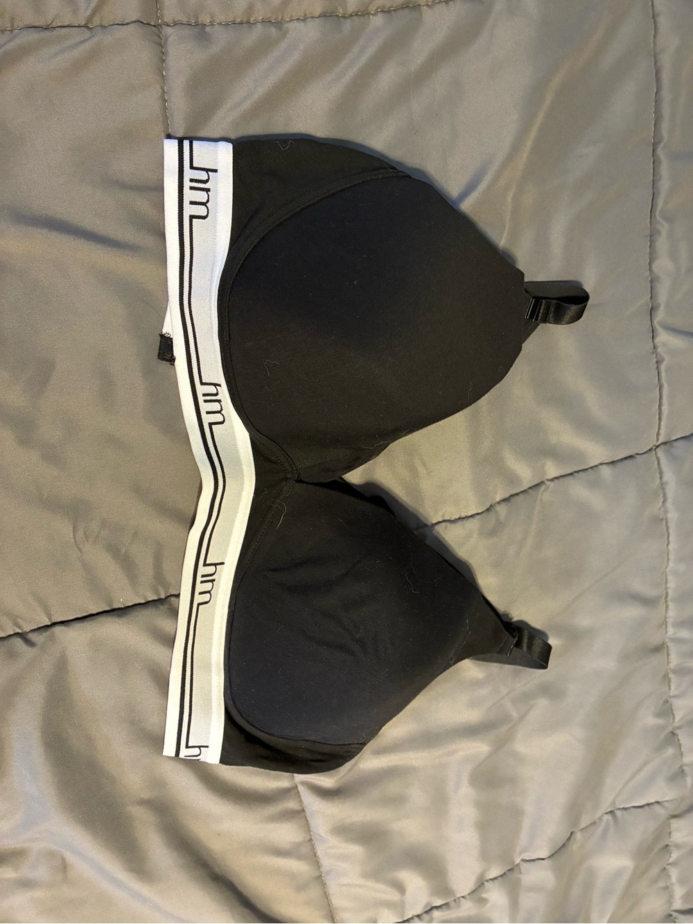 HOT MILK Black Nursing Bra with White Logo Strap
